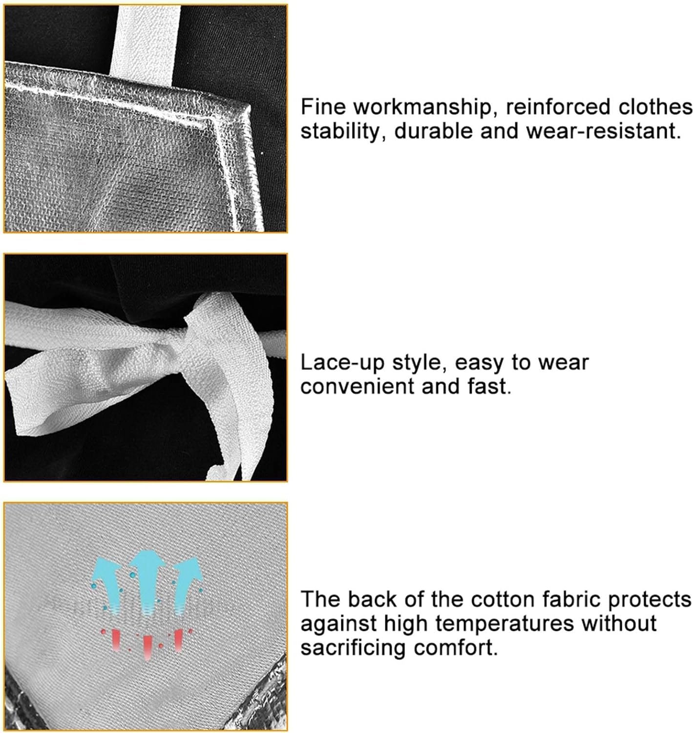 Ejoyous Heat Apron, Aluminum Foil Apron 1000°C Heat High Temperature Working Apron for Welding Manufacturing Industry Home Cooking BBQ - Image 5