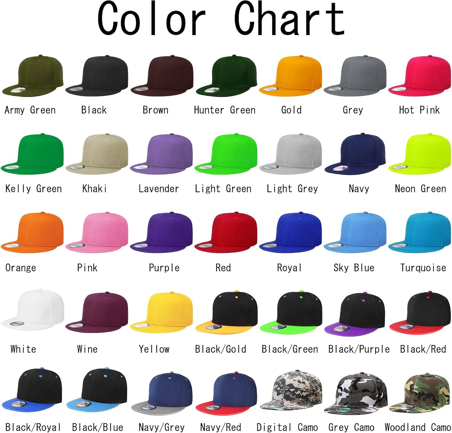 Falari Wholesale 12 Pack Snapback Hat Cap Hip Hop Style Flat Bill Blank Solid Color Adjustable Size - Image 2