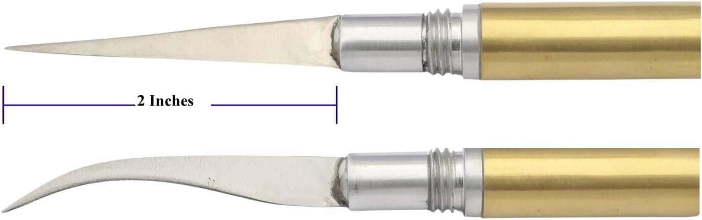 Thai Fruit Carving Knife –2 Inch Double-Sided Blade (Curved & Straight) with Decorative Black Thai Pattern Handle – Precision Tool for Vegetable and Fruit Art, Handcrafted for Culinary Detailing - Image 2