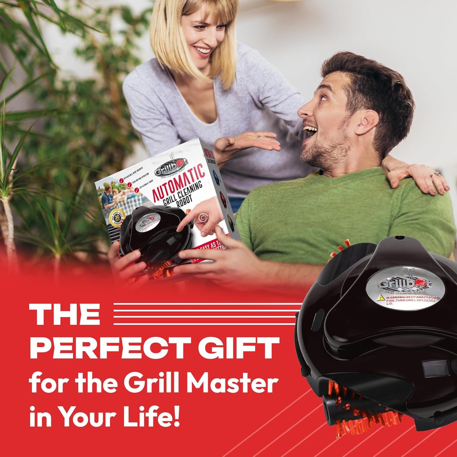 Grillbot Automatic Grill Cleaning Robot with Nylon Brushes, BBQ Grill Cleaner, Grill Brush, Grill Scraper, BBQ Accessories (Red Grillbot + Carry Case) - Image 5