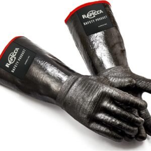 RAPICCA Heat Resistant BBQ Grill Gloves: Oil Resistant Waterproof for Smoking Grilling Cooking Barbecue Deep Frying Turkey Rotisserie Handling Hot Greacy Meat – Long Sleeve 932°F
