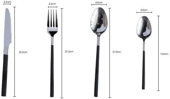 Luxury 304 Stainless Steel Cutlery Set - Heavy Duty Silverware with Wheat Ears Relief Carving - 4-Piece Knife Fork Spoon Set for Weddings, Parties, and Restaurants (Black) - Image 2