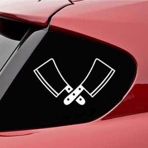 Slap-Art Butcher Knives Cleaver Vinyl Decal Sticker (White)