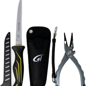 danco 7″ Fillet Knife and 7.5″ Aluminum Pliers Combo – Durable Fish Filleting Knife with Sharp Stainless Steel Blade and Lightweight Aluminum Fishing Pliers with Tungsten Carbide Cutters