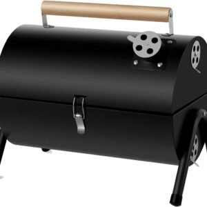 Portable bbq Charcoal Grill Small Folding Table Top Charcoal Grill for Outdoor Camping Two Side Carbon Smoker Griller (Black)