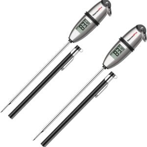 ThermoPro TP02S (2 Pack) Instant Read Meat Thermometer Digital Cooking Food Thermometer with Super Long Probe for Grill Kitchen Sourdough Liquids Oil Bread Baking Yogurt Candy Making Accessory