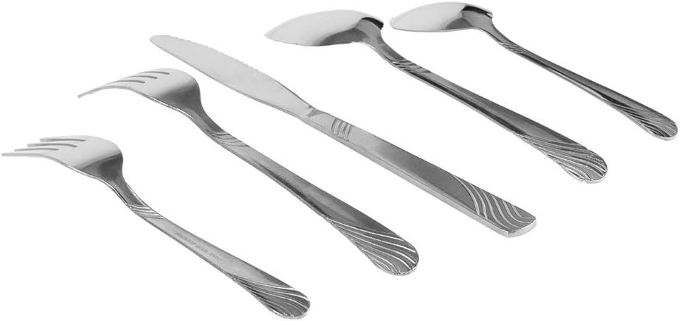 Home Basics, El River Stainless Steel Silverware Flatware Cutlery Dinner, Elegant Mirrored Finish Utensils Service for 4 Includes Knife/Fork, 20 Pieces Set, Silver - Image 3