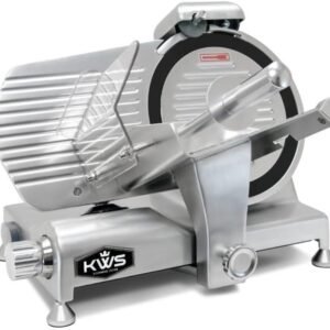 KWS Metal Collection MS-10DT Commercial 320W 10-Inch Meat Slicer Anodized Aluminum Base with Teflon Blade + Blade Removal Tool, Frozen Meat/Cheese/Food Slicer Quiet [ ETL, NSF Certified ]