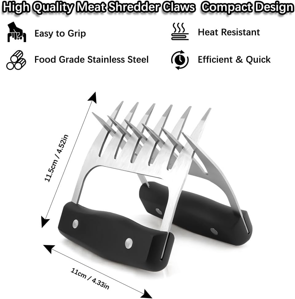 Meat Shredder Claws, Meat Claw Stainless Steel Meat Shredder Claws Pulled Pork Claw for Shredding Handing Carving Food Shredding Meat, BBQ Smoker Grilling Accessories Gift for Dad on Father's Day - Image 3