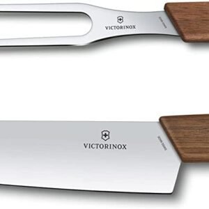 Victorinox Swiss Modern Carving Set – Includes Carving Knife & Carving Fork – Premium Kitchen Accessories – Walnut Wood Handles, 2-Piece Set