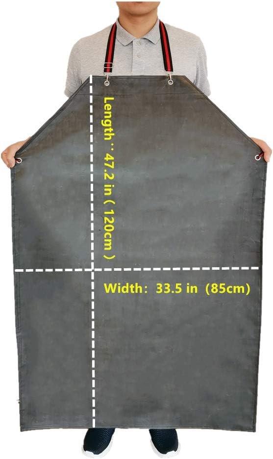 Thick Rubber Apron, 47.2 x 33.5 Inch Waterproof, Long Chemical Resistant, Adjustable for Dishwashing, Cleaning Fish, Gardening, Lab Work, Butcher and Dog Grooming, Grey - Image 5