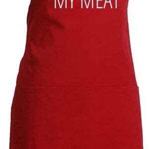 Grill Rescue ​Funny​ ​BBQ Aprons For Men​ – ​Heat Resistant ​with Adjustable Neck and Front Pocket – ​Chef Cooking Aprons​ – ​Great Gifts for Husband ​or Dad (I RUB My Meat)