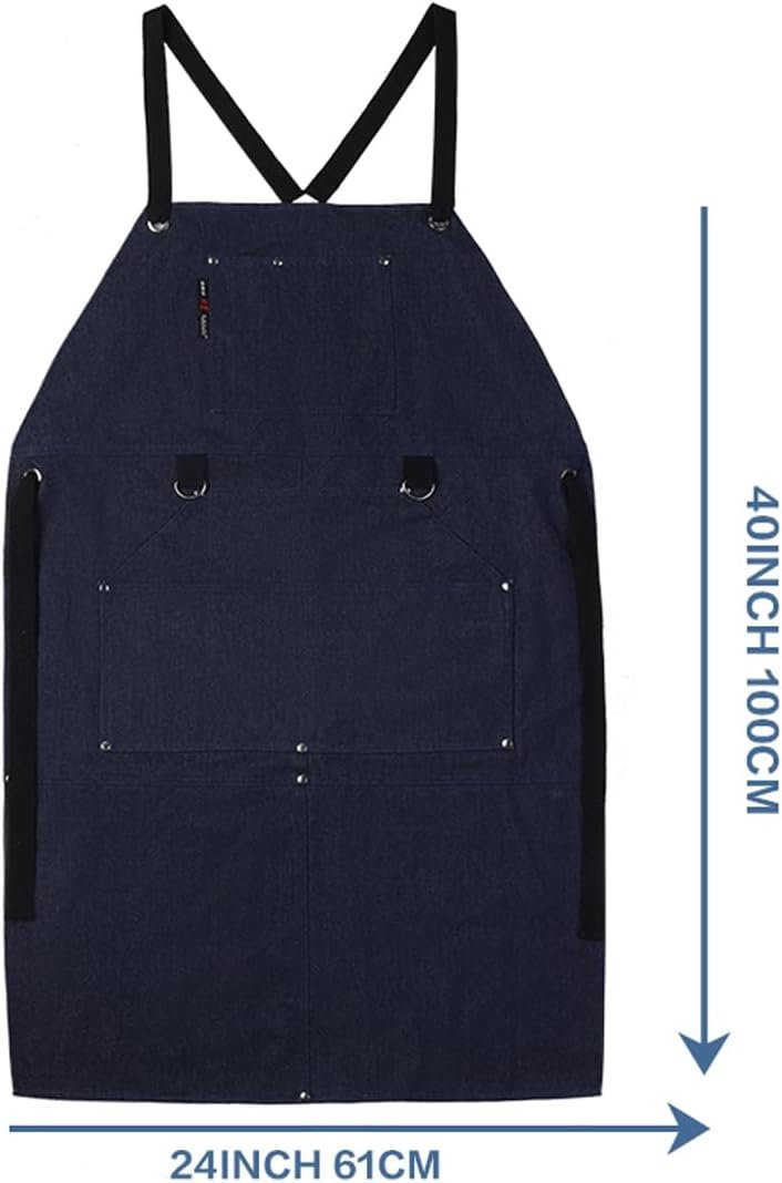 Fullsheild Denim Work Apron with 6 Tool Pockets, 15oz Onesize Heat & Flame Resistant Welding Apron, Flame Retardant Heavy Duty BBQ 24" x 40" - Image 5