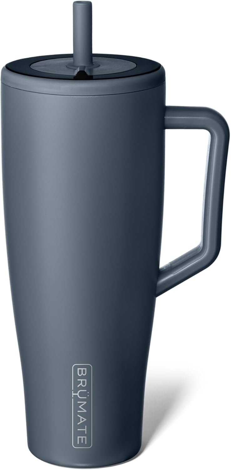 BrüMate Era 40 oz Tumbler with Handle and Straw | 100% Leakproof Insulated Tumbler with Lid and Flexible SoftSip Straw | Made of Stainless Steel | Cup Holder Friendly Base | 40oz (Nightfall Blue)