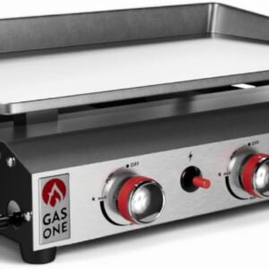 GasOne 26 In Flat Top Gas Grill with 3 Burners – Auto Ignition Propane – Premium Stainless Steel Body Tabletop with Pre Season Griddle – Oil Drip Tray – for RV, Camping