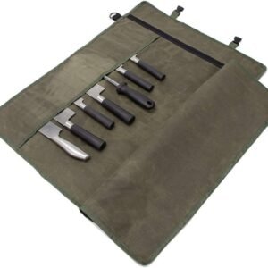 HERSENT Chef’s Knife Roll Bag,Waxed Canvas Knife Cultery Carrier, Portable Chef Knife Cases,Knife Pouch Holders With 10 Slots Plus 1 Zipper Pockets Can Hold Home Kitchen Knife Tools Up To 18.8”