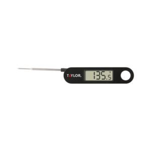 Taylor 1476 Instant Read Digital Meat Food Grill BBQ Cooking Kitchen Thermometer, Tailgating and Grilling Compact Folding Probe, Black