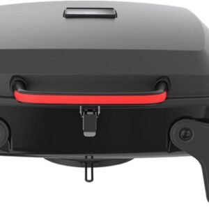 820-0065C 1 Burner Portable Gas Grill for Camping, Outdoor Cooking , Outdoor Kitchen, Patio, Garden, Barbecue with Two Foldable legs, Red + Black