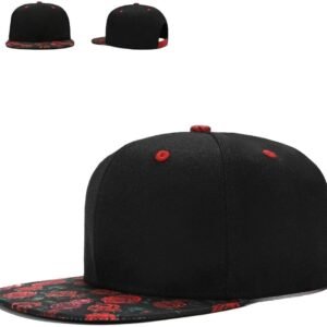 Mens Snapback Baseball Cap Hip Hop Style Flat Visor Adjustable Outdoor Cap Unisex Adjustable Breathable