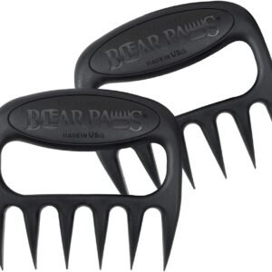 Bear Paws Meat Claws – The Original Meat Shredder Claws for Pulled Pork, USA Made – Easily Lift, Shred, Pull and Serve Pork, Chicken, Brisket and Turkey – Gift for Dad on Father’s Day! (Black)