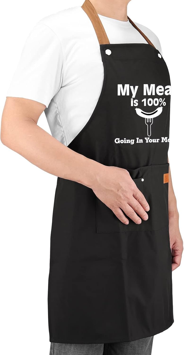 Gifts for Boyfriend, Husband Gifts from Wife, Fathers Day, Birthday Gifts for Men, Naughty Gifts for Him, Anniversary Mens Funny Gifts Gag Gifts - Kitchen Chef Apron w Pockets - Image 2