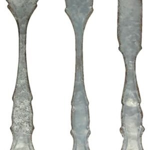 Large Galvanized Metal Fork, Spoon, Knife Farmhouse Wall Decor Set: Rustic Charm Meets Practical Elegance in These Oversized Wall Hanging Utensils, 21 Inches Long