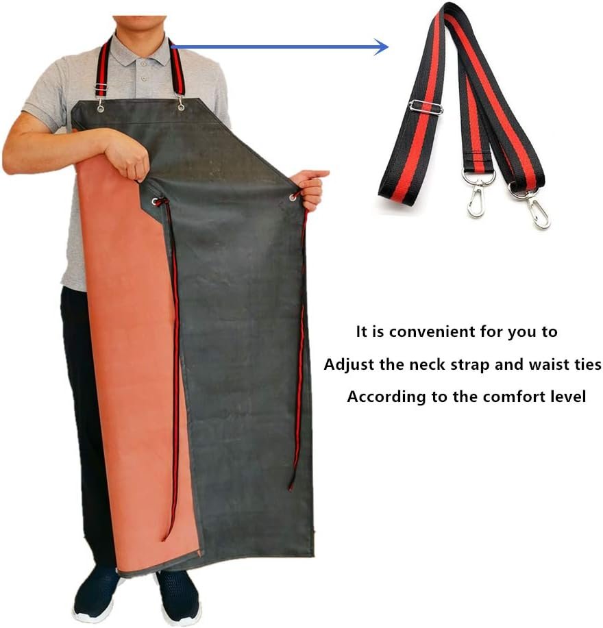 Thick Rubber Apron, 47.2 x 33.5 Inch Waterproof, Long Chemical Resistant, Adjustable for Dishwashing, Cleaning Fish, Gardening, Lab Work, Butcher and Dog Grooming, Grey - Image 3