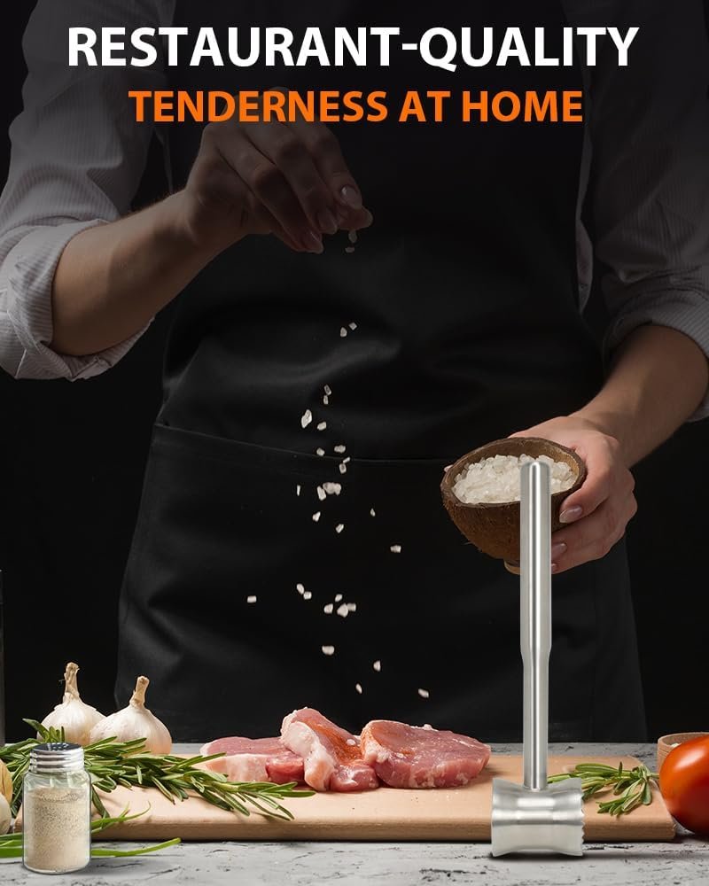 Brigii Meat Tenderizer Tool, 304 Stainless Steel Meat Mallet, 0.8lb Heavy Duty, 2 in 1 Meat Pounder for Beef, Steak, Chicken, Lamb, Dishwasher Safe - Image 6