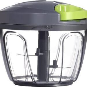 Ourokhome Manual Food Processor Vegetable Chopper, Portable Hand Pull String Garlic Mincer Onion Cutter for Veggies, Ginger, Fruits, Nuts, Herbs, etc., 650ml, Grey