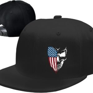 Flat Bill Hats for Men Skull Skeleton Snapback Hats for Men Fitted Adjustable Baseball Caps Black Cool Hip Hop caps