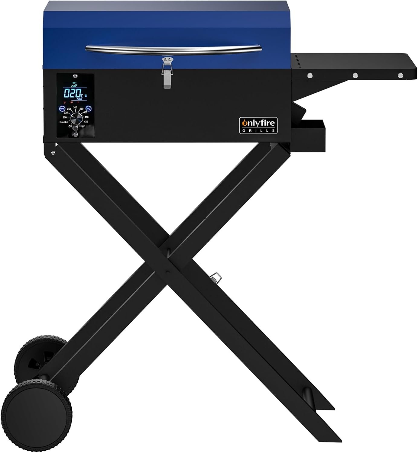 Onlyfire BBQ Wood Pellet Grill Smoker with Foldable Cart, Meat Probe, 2 Tiers Cooking Area, Portable Tabletop Grilling Stove for Outdoor Kitchen Cooking Smoke and Roast, RV Camping, Blue GS342 - Image 2