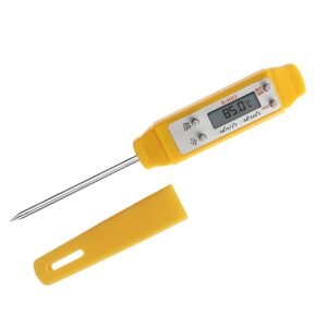 Meat Thermometer – Digital Food Thermometer for Cooking Kitchen – Automatic Calibration Pen Style Electronic Pocket Thermometer for Water Temperature, Barbecue (Yellow)