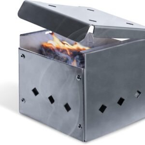 Grill Smoker Box, No Propane or Charcoal Needed, Heavy-Duty Stainless Steel Meat Smoker, Small 4 x 4 x 4-inch Smoker Grill Accessory for 64-cubic-inch Barbeque Grill Top