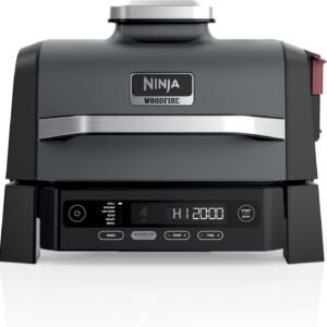 Ninja Woodfire Outdoor Grill & Smoker, 6-in-1 Functionality, Grill, Smoke, Bake, Roast, Air Fry, Broil, Authentic Woodfire Flavors, Electric Heat, OG321