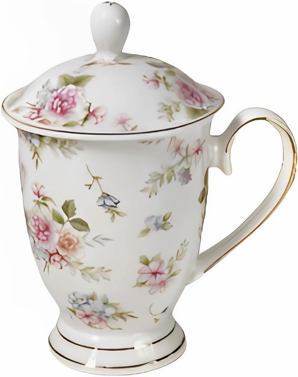 Ceramic Mug,Fine Bone China Tea Cup, Tea Mugs for Women, Tea Cup with Lid, Suitable for Making Tea, Cold Drinks, Hot Drinks, Coffee, Etc, 10 oz