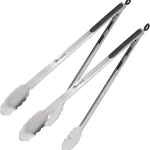 Kona Premium Stainless-Steel Locking Grill Tongs [Set of 2] 18 inch, Sturdy, Heavy Duty Tongs – Great for Cooking, Grilling, and Barbecue (BBQ)