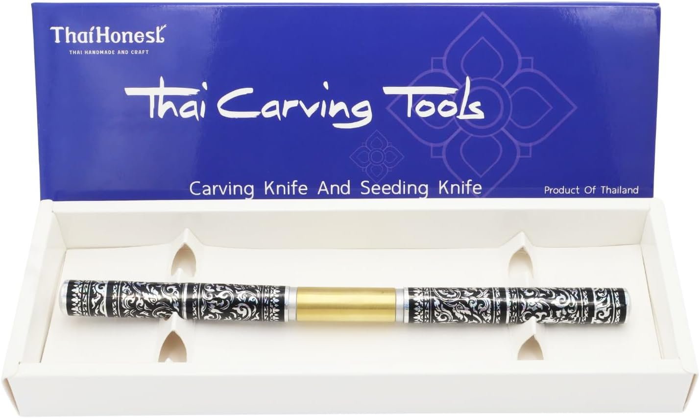 Thai Fruit Carving Knife –2 Inch Double-Sided Blade (Curved & Straight) with Decorative Black Thai Pattern Handle – Precision Tool for Vegetable and Fruit Art, Handcrafted for Culinary Detailing - Image 6