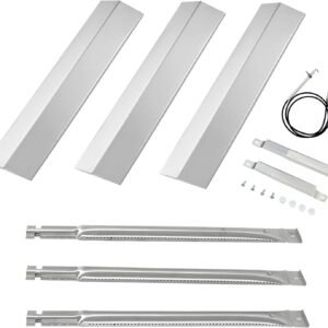 Grill Replacement Parts for Oklahoma Joe’s Longhorn Combo 3 Burner Smoker 15202029 16202046 18202083 12201767 14201767 Heat Plates Grill Burners Grill Corssover Tube Grill Igniter Set for Oklahoma Joe