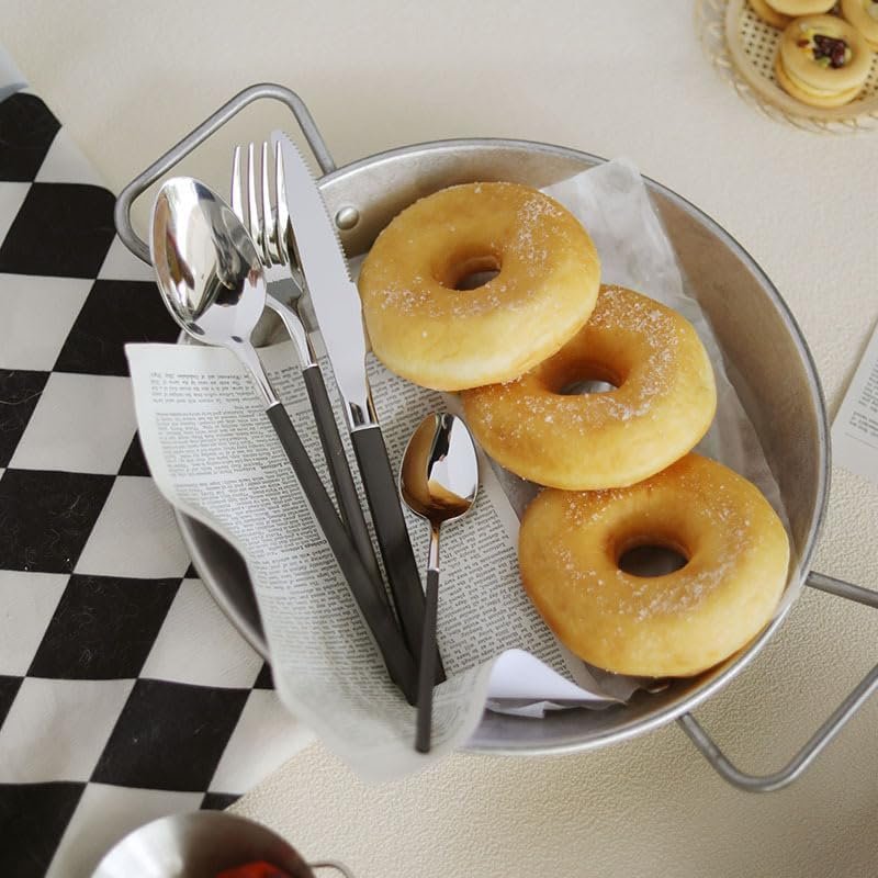 Luxury 304 Stainless Steel Cutlery Set - Heavy Duty Silverware with Wheat Ears Relief Carving - 4-Piece Knife Fork Spoon Set for Weddings, Parties, and Restaurants (Black) - Image 4