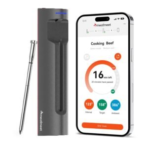 S Pro Bluetooth Wireless Meat Thermometer, EasySmart App, 6 Sensors, Enhanced Signal Base, IP69 Waterproof, Ultra-Thin Probe, Digital Cooking Thermometer for Oven/Grill/BBQ/Air Fryer/Kitchen