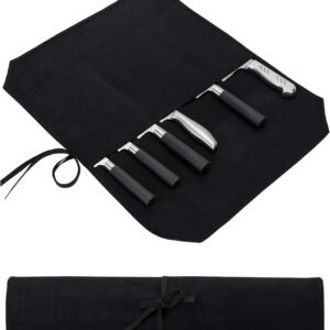 Khaki Chef’s Knife Roll Case, Waxed Canvas Cutlery Knives Holders Protectors, Home Kitchen Cooking Tools And Utensils Wrap Bag Wallet, Multi-Purpose Brush Roll Bag, Travel Tool Roll Pouch