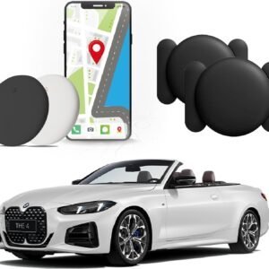 Mini Hidden GPS Tracking Device for Vehicles, Cars etc, Hidden GPS Car Tracking Device with Magnetic Waterproof Case, Running in Apple FIND My, No Extra Monthly fee (White Black)
