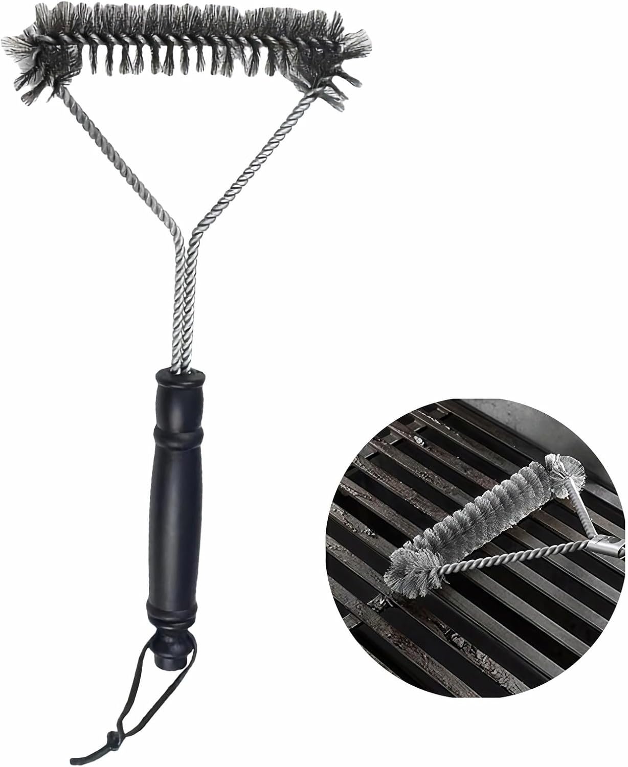 BBQ Bristles Grill Brush 12 Inch Heavy Duty Stainless Steel, Y Shape BBQ Brush with Long Handle & Extra Wide Head - Grill Cleaning Tool