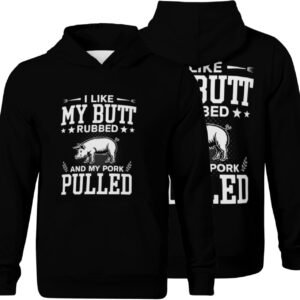 Kids I Like My Butt Rubbed And My Pork Pulled Funny BBQ Grill Master Boys Girls Lightweight Kangaroo Pocket Hoodies