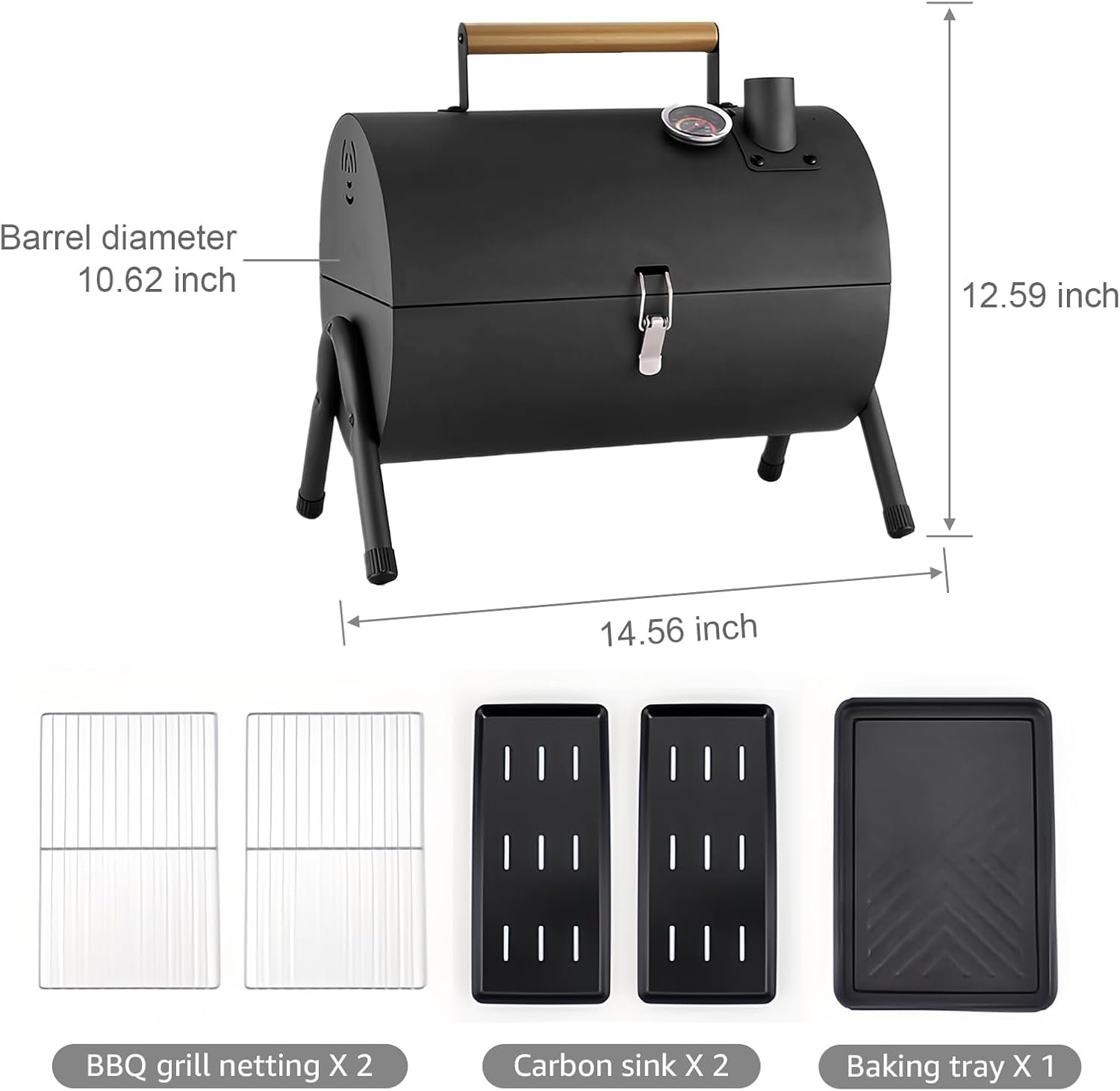 Portable Charcoal Grill with Thermometer, Double-sided barbecue grill for a larger area,Charcoal Smoker for camping,picnics.charcoal grills - Image 2