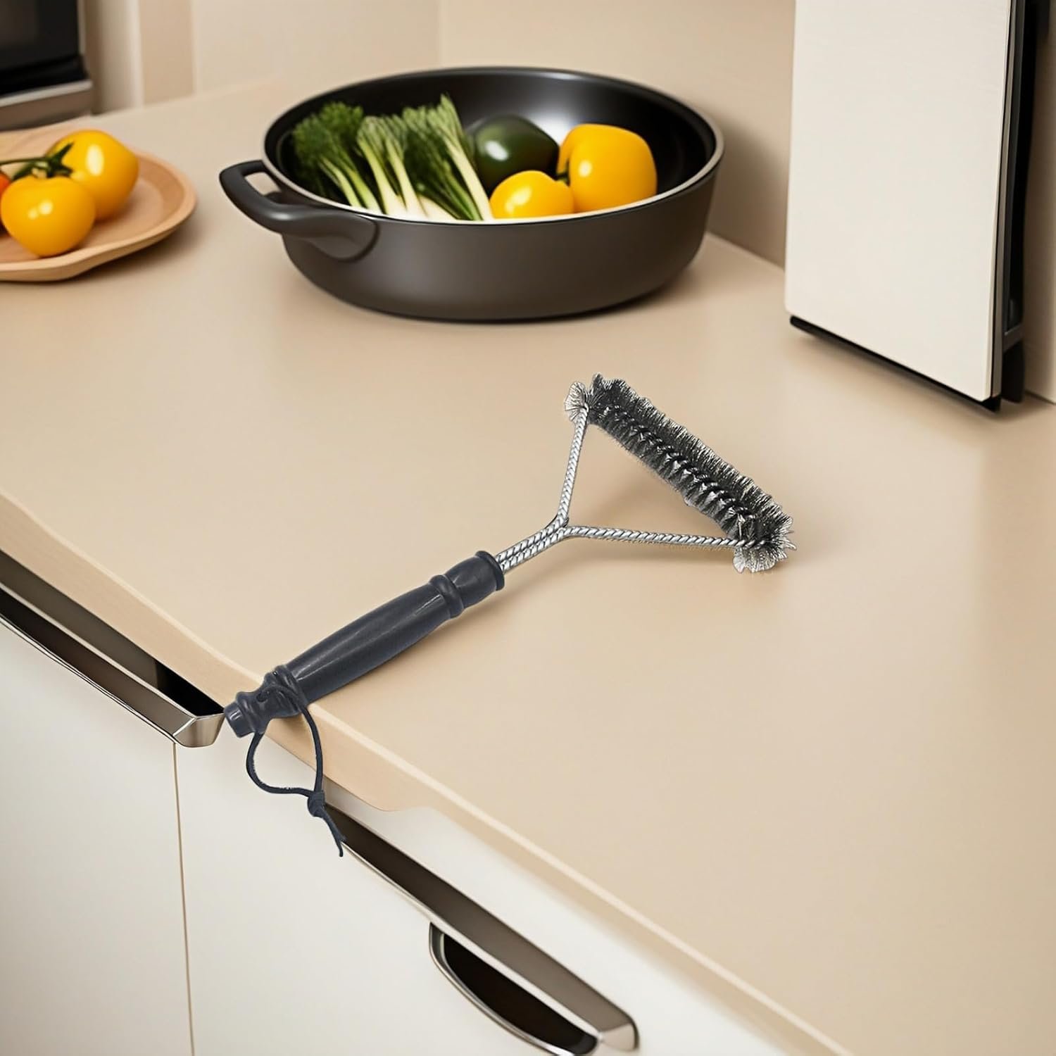 BBQ Bristles Grill Brush 12 Inch Heavy Duty Stainless Steel, Y Shape BBQ Brush with Long Handle & Extra Wide Head - Grill Cleaning Tool - Image 7