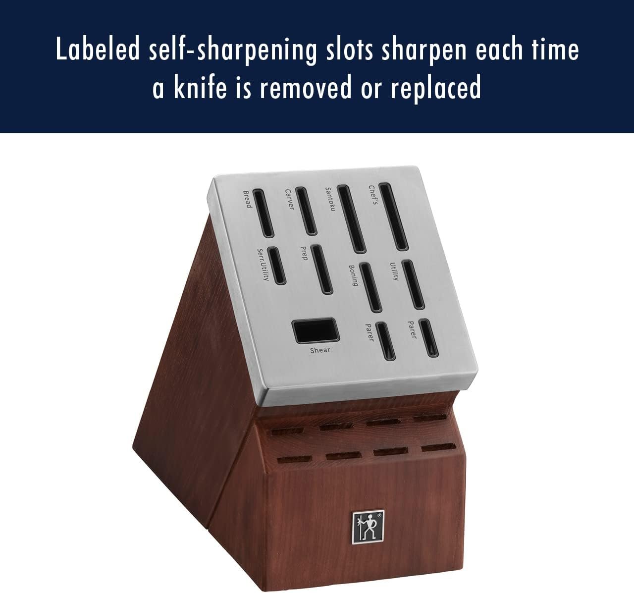 Henckels Graphite 20-pc Self-Sharpening Knife Set with Block, Chef Knife, Paring Knife, Utility Knife, Bread Knife, Steak Knife, Brown - Image 4