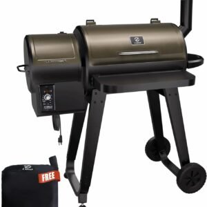 Z GRILLS 2024 Wood Pellet Grill Smoker,8 in 1 Portable BBQ Grill with Automatic Temperature Control,Foldable Front Shelf,Rain Cover,459 sq in Cooking Area for Patio,Backyard