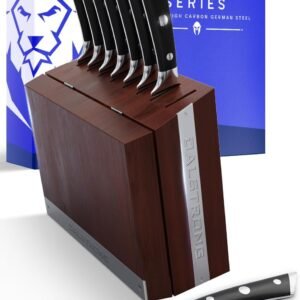 Dalstrong Steak Knife Set – 8 Piece – 5 inch Straight Edge Blade – Gladiator Series Elite – Forged High-Carbon German Steel Dinner Kitchen Knife – Black G10 Handle – Folding Block Set – NSF Certified
