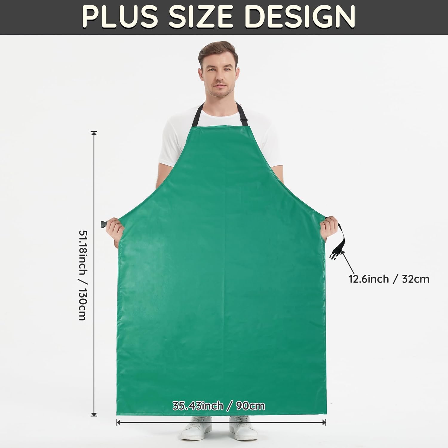 Thicker Rubber Apron, Extra Long Adjustable Apron, Heavy Duty Oil&Chemical Resistant Waterproof Work Aprons - Image 5